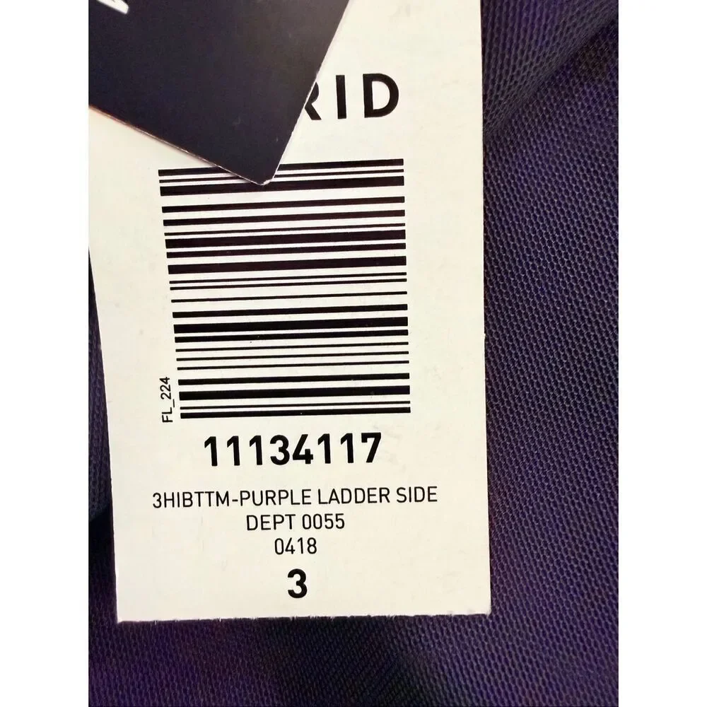 Torrid Womens Purple High Waisted Lattice-Side Swim Bikini Bottom Size 3 NWT